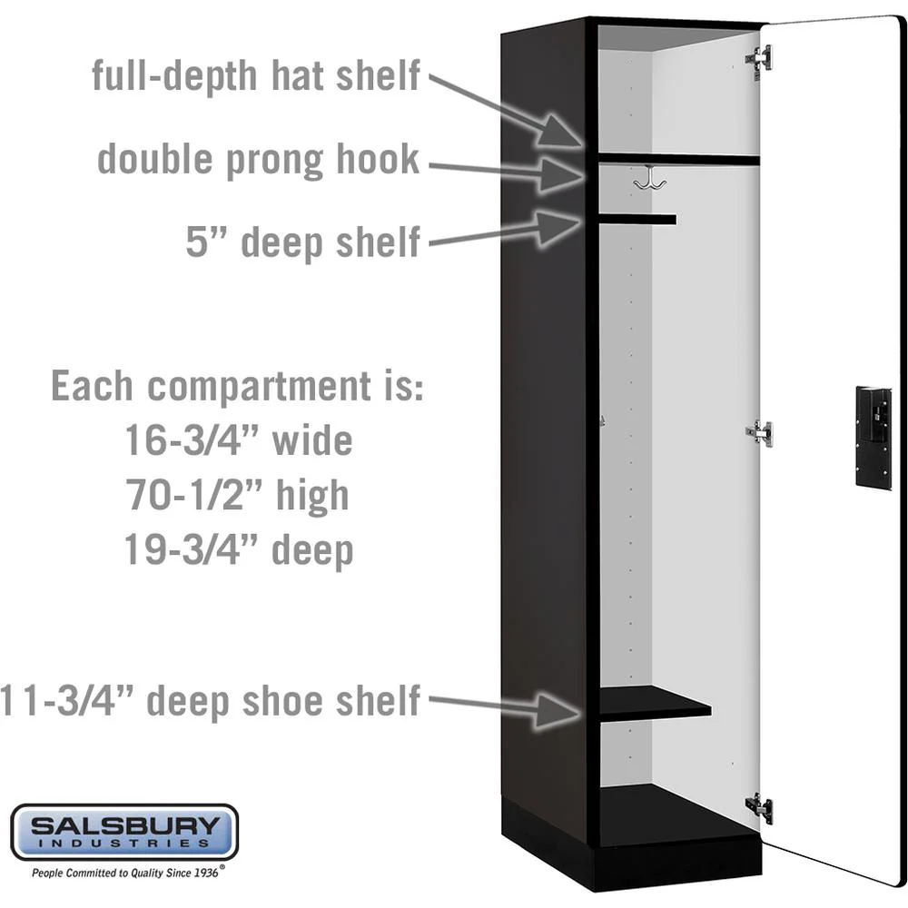 18" Wide Single Tier Designer Wood Locker - 1 Wide - 6 Feet High - 21" Deep by Salsbury - Image 3