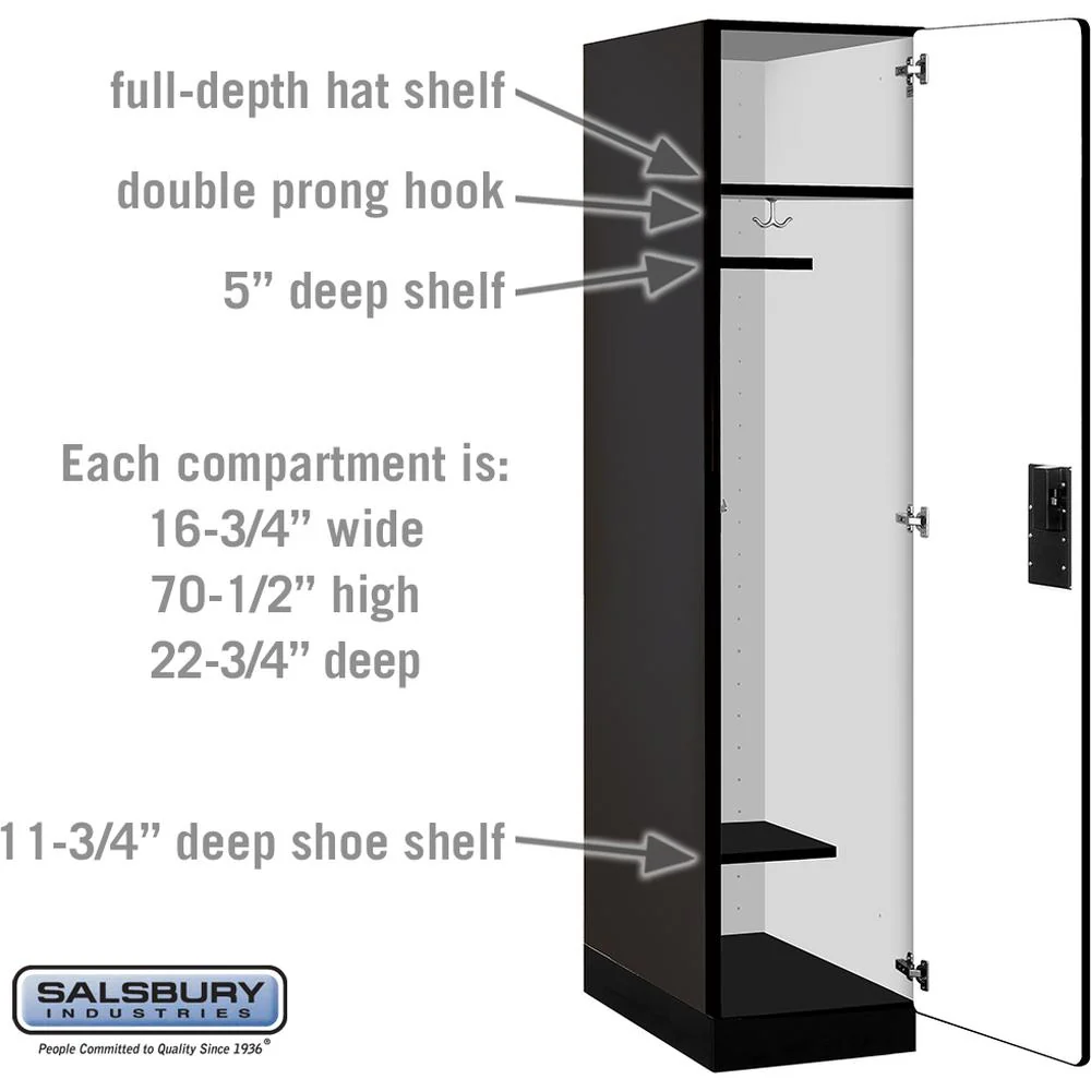 18" Wide Single Tier Designer Wood Locker - 1 Wide - 6 Feet High - 24" Deep by Salsbury - Image 3