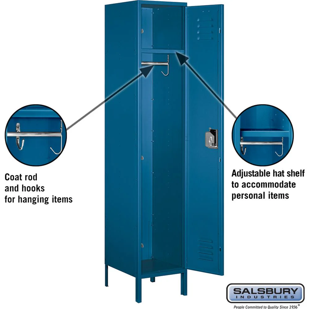 18" Wide Single Tier Standard Metal Locker - 1 Wide - 6 Feet High - 18" Deep by Salsbury - Image 3