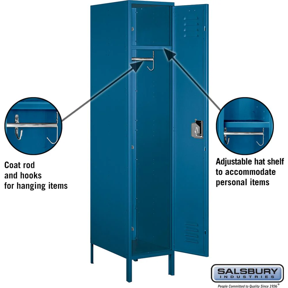 18" Wide Single Tier Standard Metal Locker - 1 Wide - 6 Feet High - 21" Deep by Salsbury - Image 3