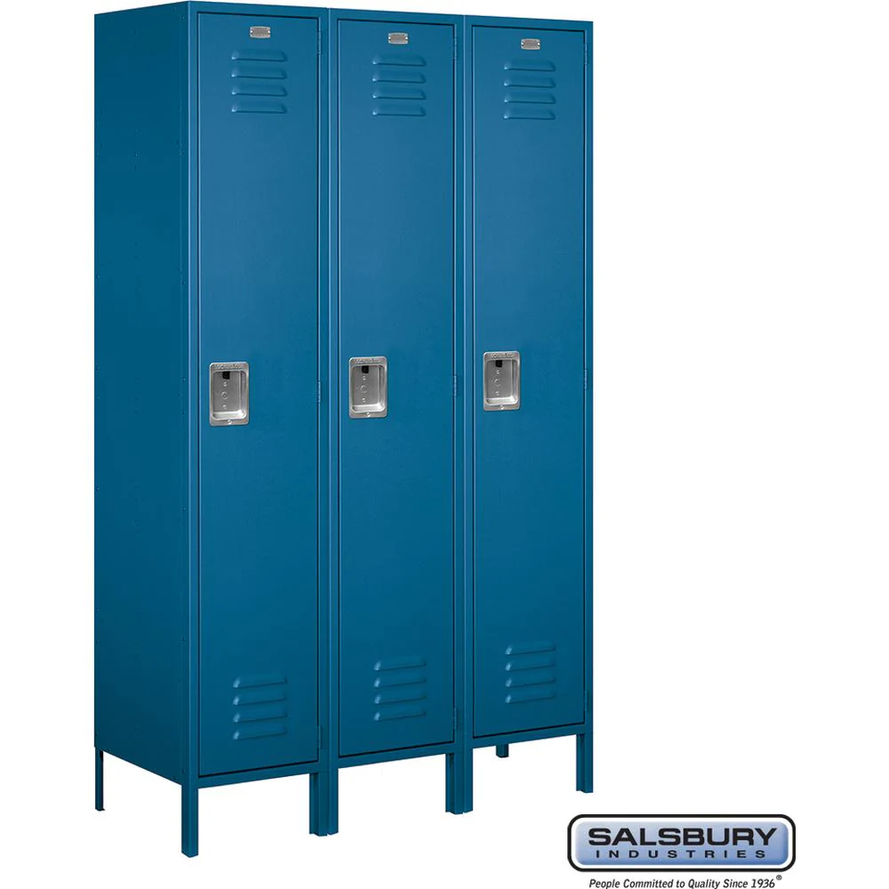 18" Wide Single Tier Standard Metal Locker - 3 Wide - 6 Feet High - 18" Deep by Salsbury