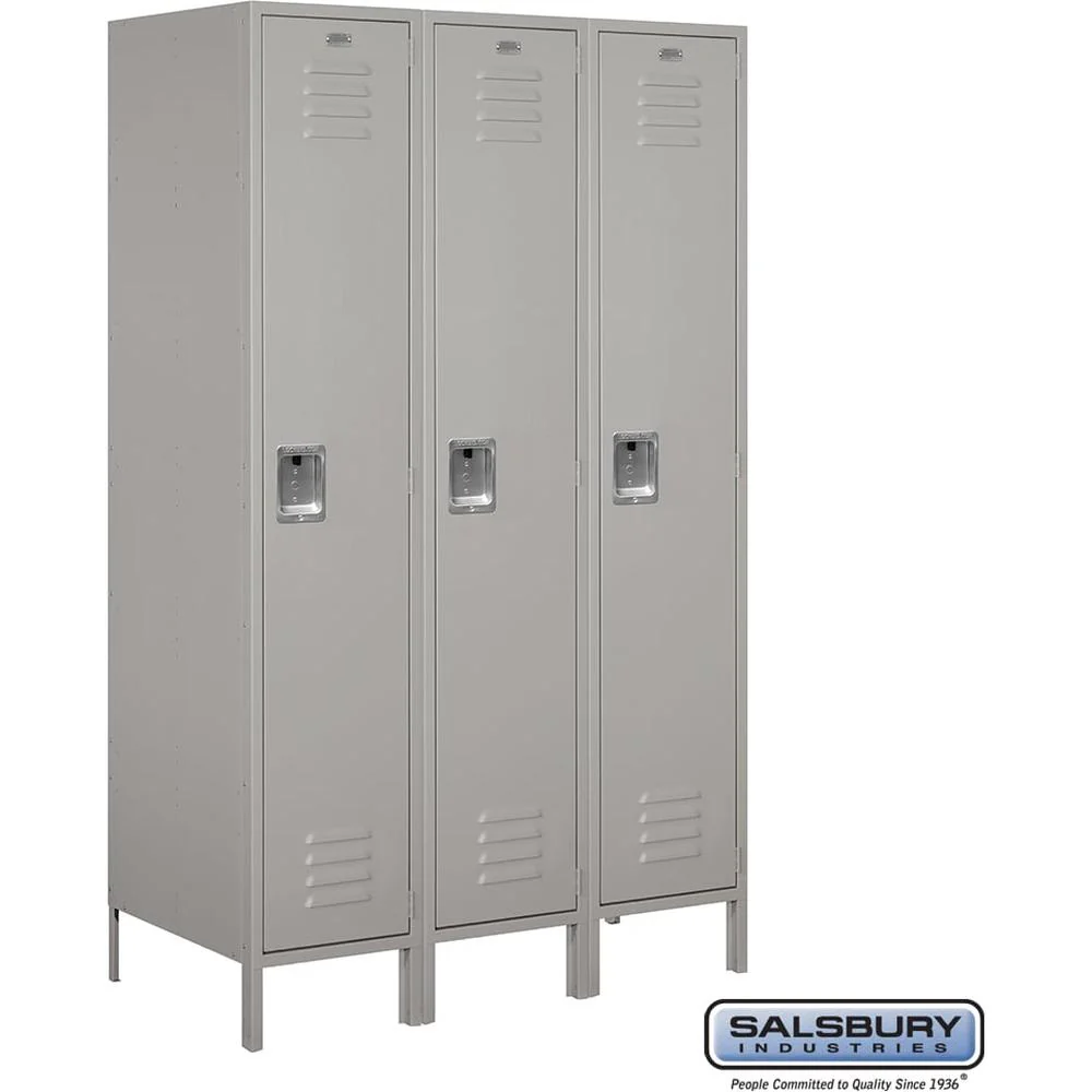 18" Wide Single Tier Standard Metal Locker - 3 Wide - 6 Feet High - 21" Deep by Salsbury - Image 7