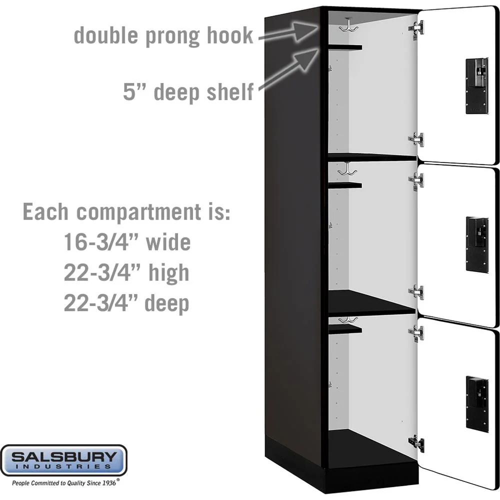 18" Wide Triple Tier Designer Wood Locker - 1 Wide - 6 Feet High - 24" Deep by Salsbury - Image 3