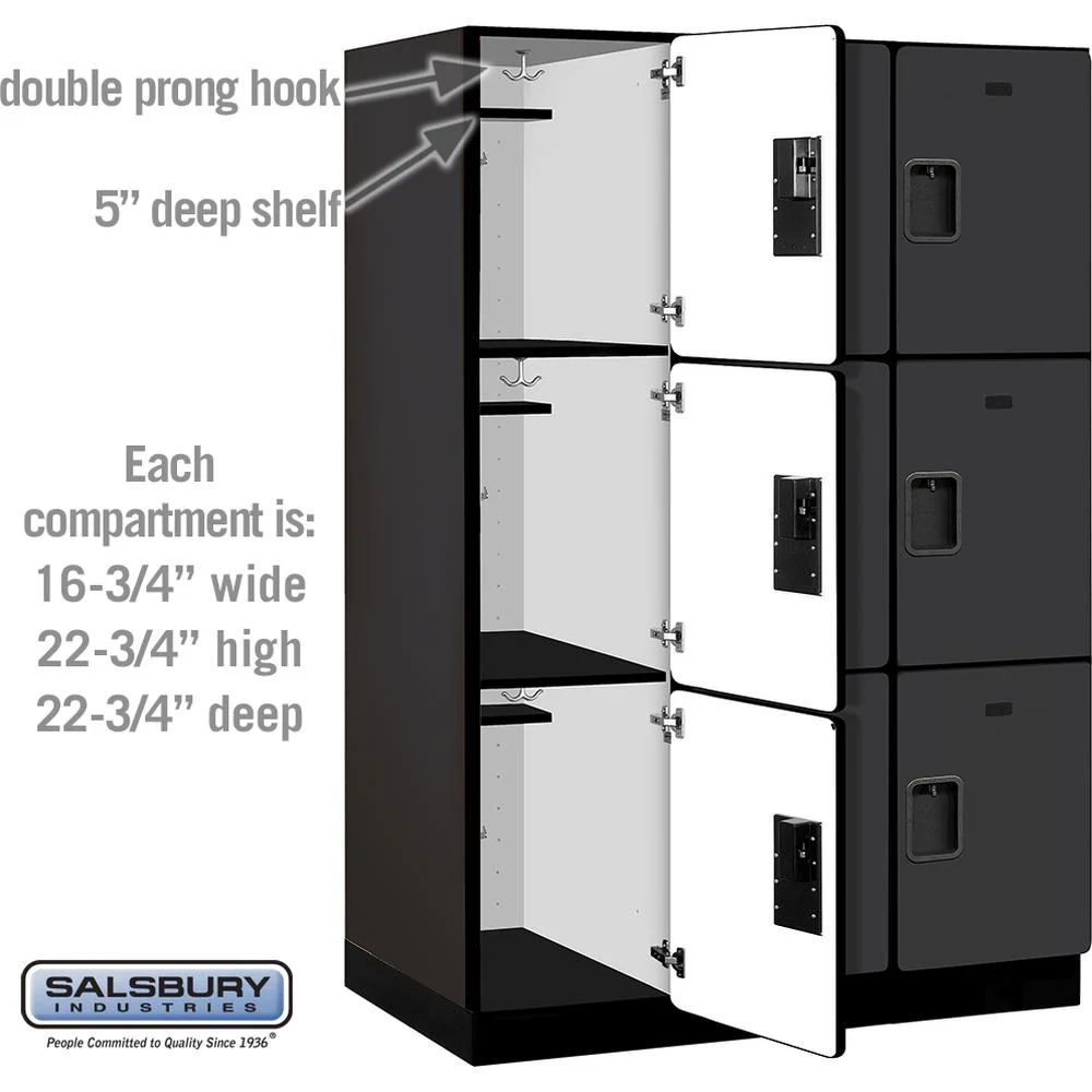 18" Wide Triple Tier Designer Wood Locker - 3 Wide - 6 Feet High - 24" Deep by Salsbury - Image 3