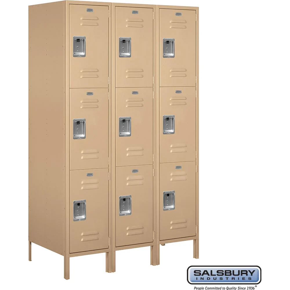 18" Wide Triple Tier Standard Metal Locker - 3 Wide - 6 Feet High - 21" Deep by Salsbury - Image 8