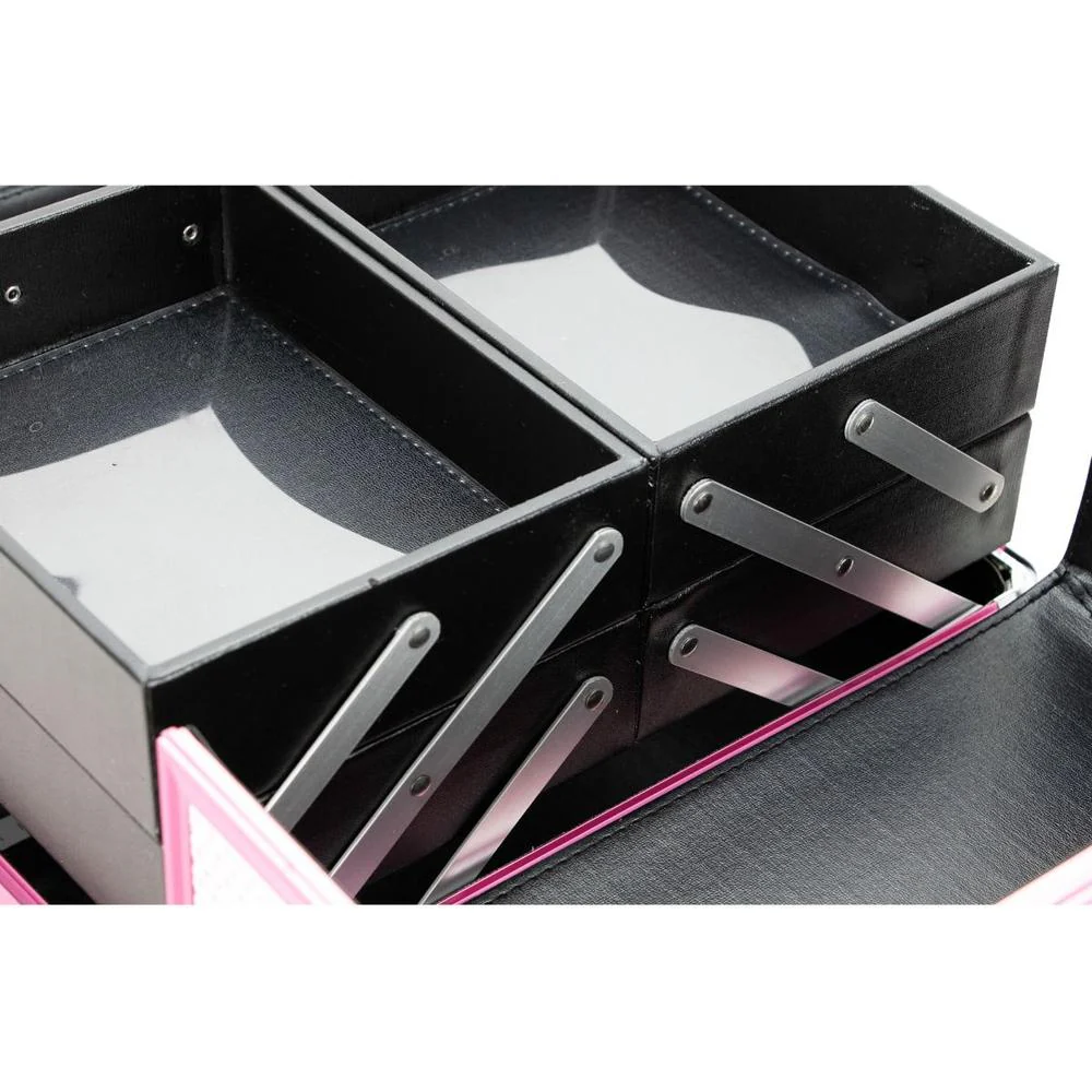 2-Tier Professional Cosmetic Case with Accordion Trays - Pink by TruCase - Image 10