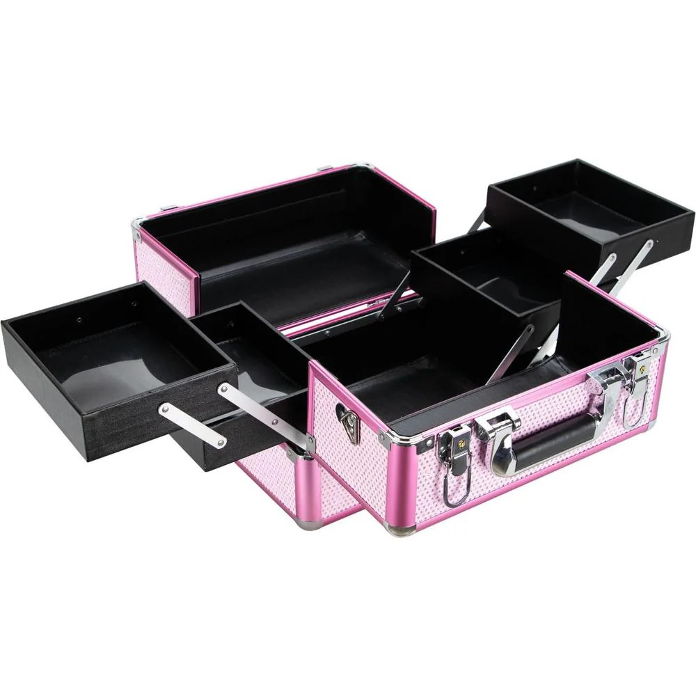 2-Tier Professional Cosmetic Case with Accordion Trays - Pink by TruCase - Image 4