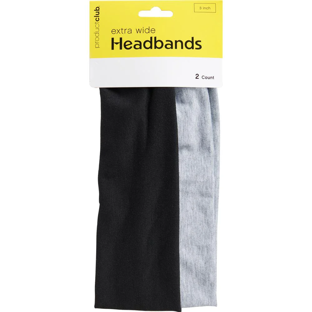 3" Extra Wide Headbands / Includes 1 Black and 1 Gray by Product Club - Image 2
