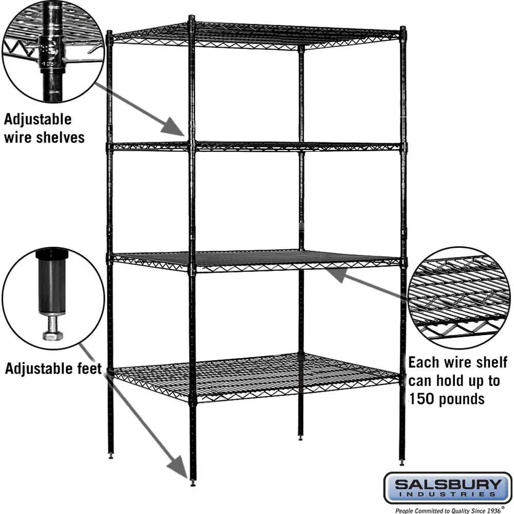 36" Wide Stationary Wire Shelving - 74" High - 24" Deep by Salsbury - Image 2