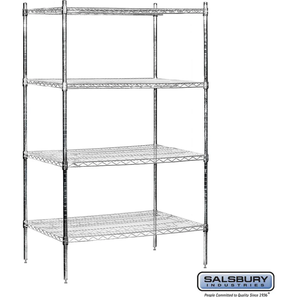 36" Wide Stationary Wire Shelving - 74" High - 24" Deep by Salsbury - Image 3