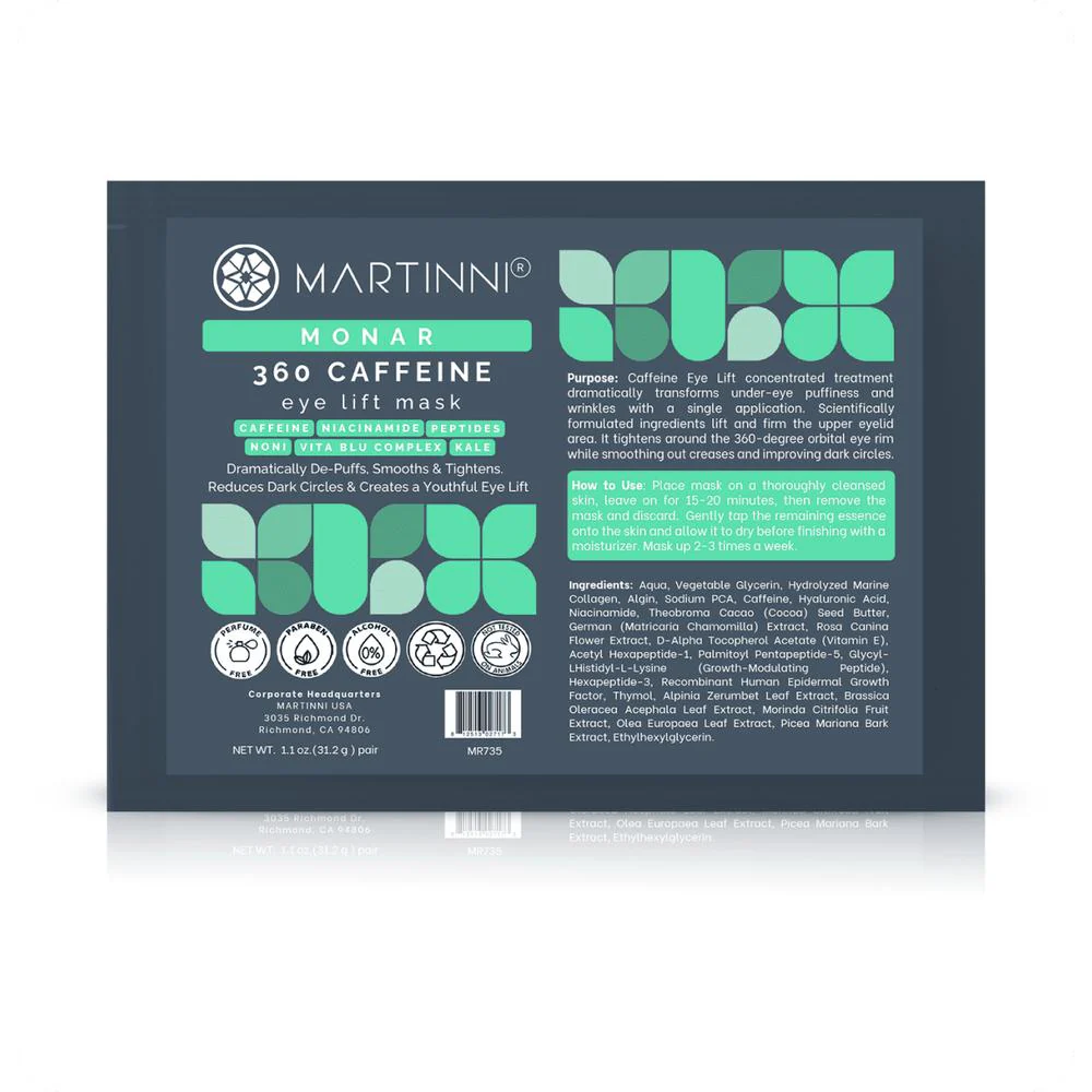 360 Caffeine Eye Mask / Pack of 36 Pair - Each Pre-Moistened 100% Natural and Paraben Free Mask is Single Use by Martinni - Image 5