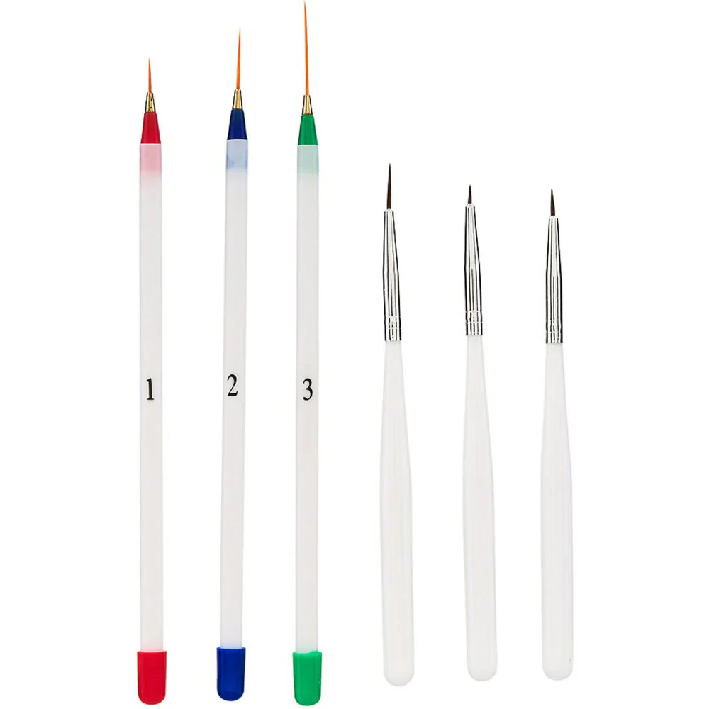 6 Pieces Nail Art Brushes, Stripers & Liners - A-Must-Have for Nail Artists - Set