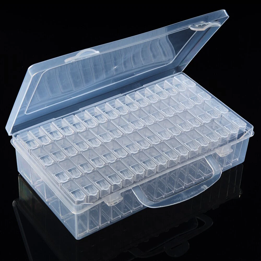 64 Mini Containers Organizer - For Rhinestone, Nail Jewelry, Nail Art - Natural - Each - Image 3