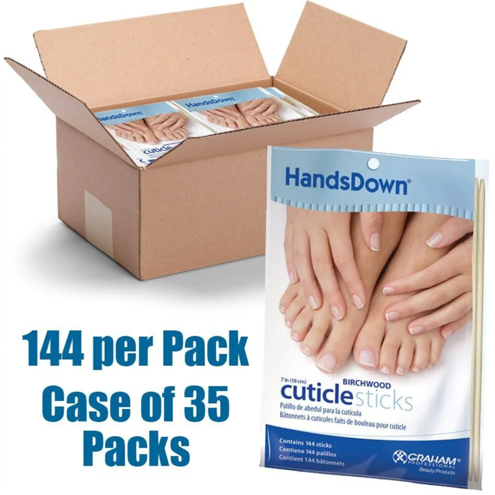 7" Birchwood Sticks / Pro-Grade Cuticle Sticks / Manicure & Pedicure Essential / 144 Sticks Per Bag, 35 Bags Per Case = 5,040 by HandsDown