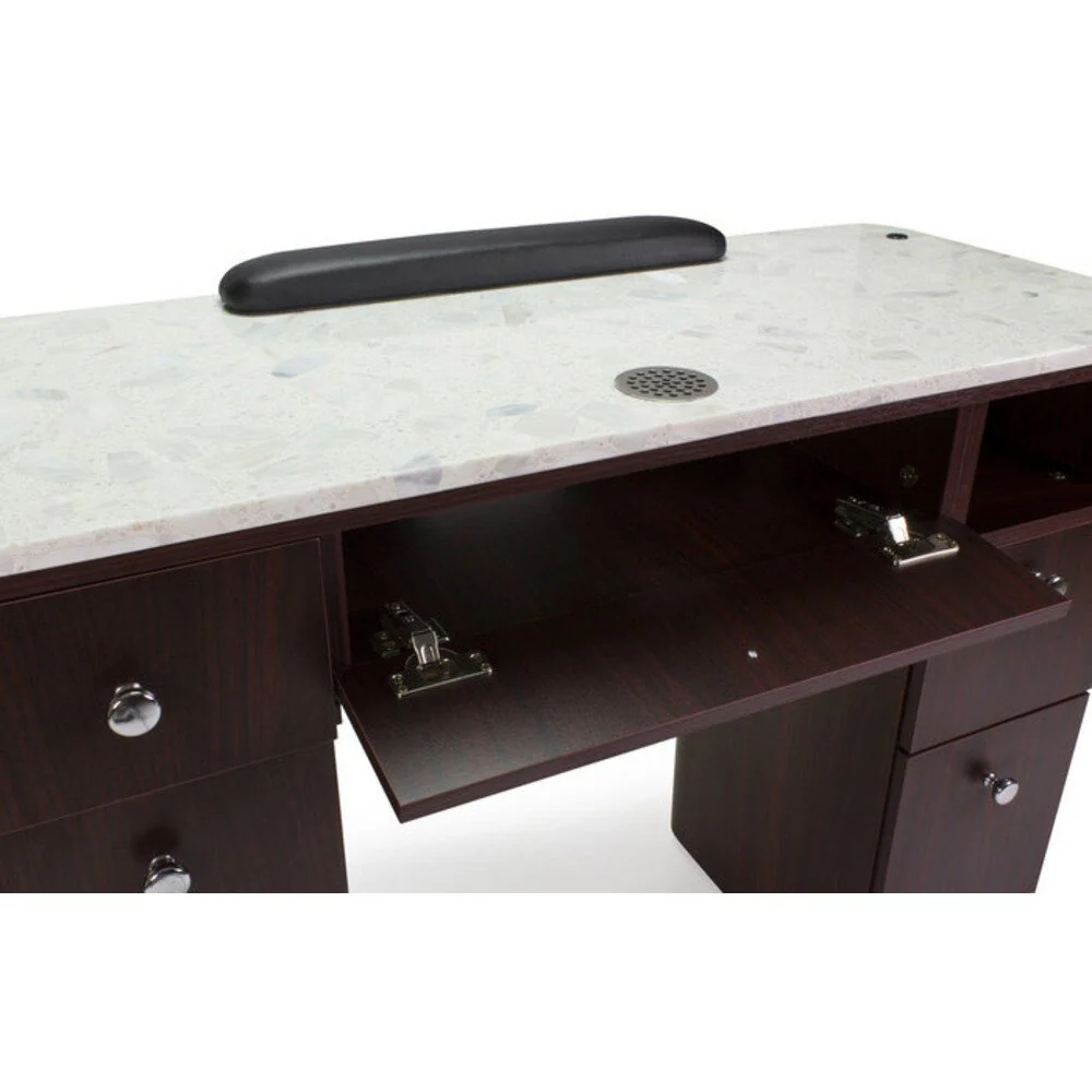 Alivia Single Manicure Table with Marble Top / with Built-In Vent Hookup by HANS Equipment - Image 6