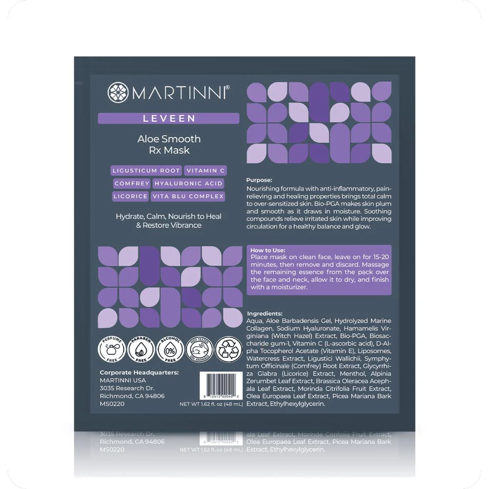 Aloe Smooth RX Mask / Pack of 15 - Each Pre-Moistened 100% Natural and Paraben Free Mask is Single Use by Martinni - Image 2