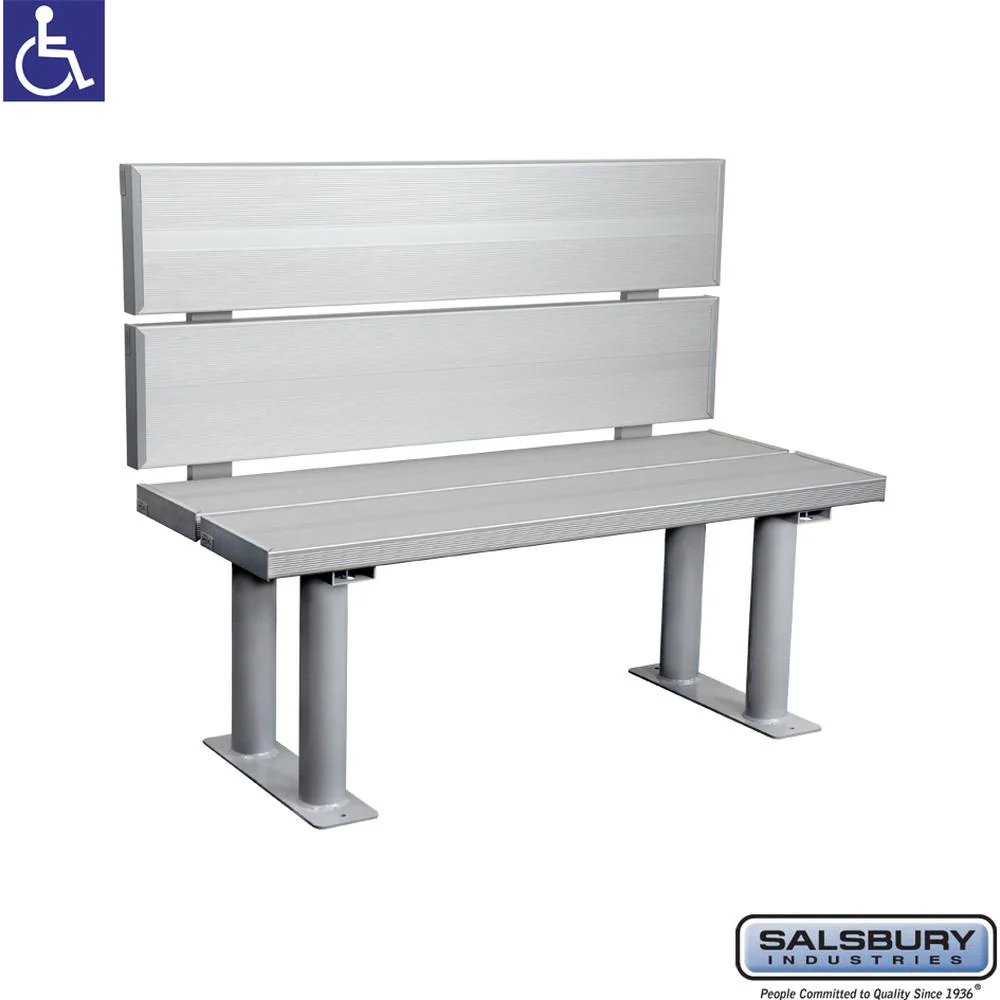 Aluminum ADA Locker Bench with back support - 42" Wide by Salsbury - Image 3