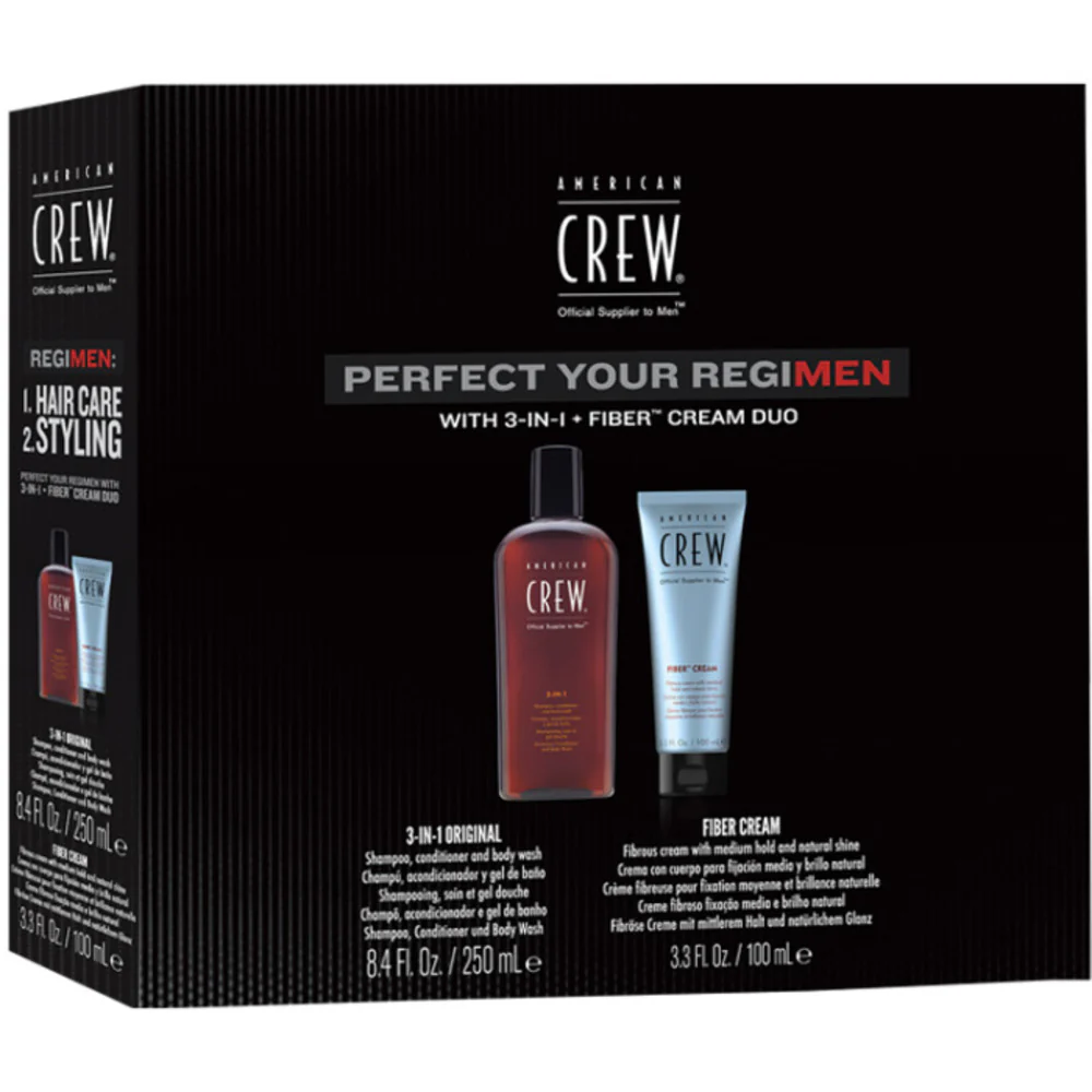 American Crew Regimen Fiber Cream Duo - Fiber Cream 3.3 oz. + Daily Deep Moisturizing Shampoo 8.4 oz.