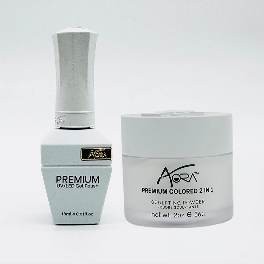 Aora 2-in-1 Set: Gel Polish 0.6 oz. + Dip/Acrylic Powder 2 oz. -#07 - White On Rice