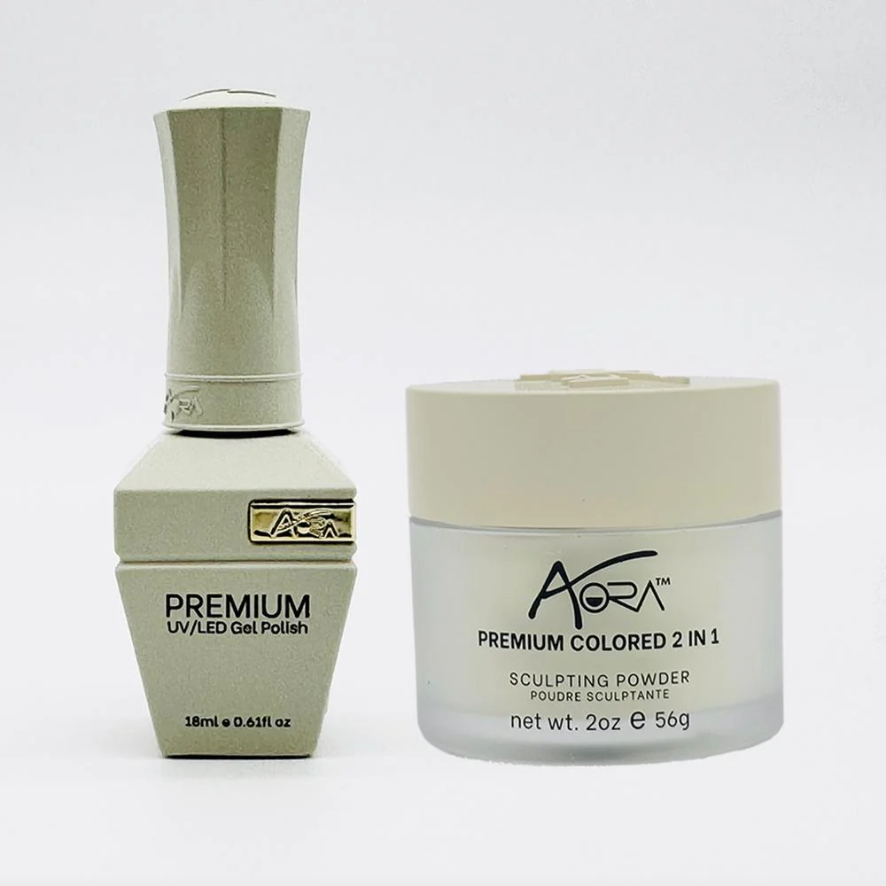 Aora 2-in-1 Set: Gel Polish 0.6 oz. + Dip/Acrylic Powder 2 oz. -#09 - White Dove