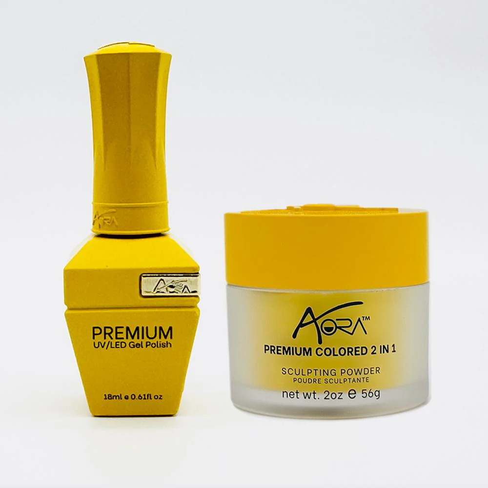 Aora 2-in-1 Set: Gel Polish 0.6 oz. + Dip/Acrylic Powder 2 oz. -#46 - Yellow Jacket