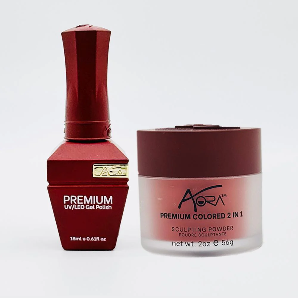 Aora 2-in-1 Set: Gel Polish 0.6 oz. + Dip/Acrylic Powder 2 oz. -#58 - Scarlet