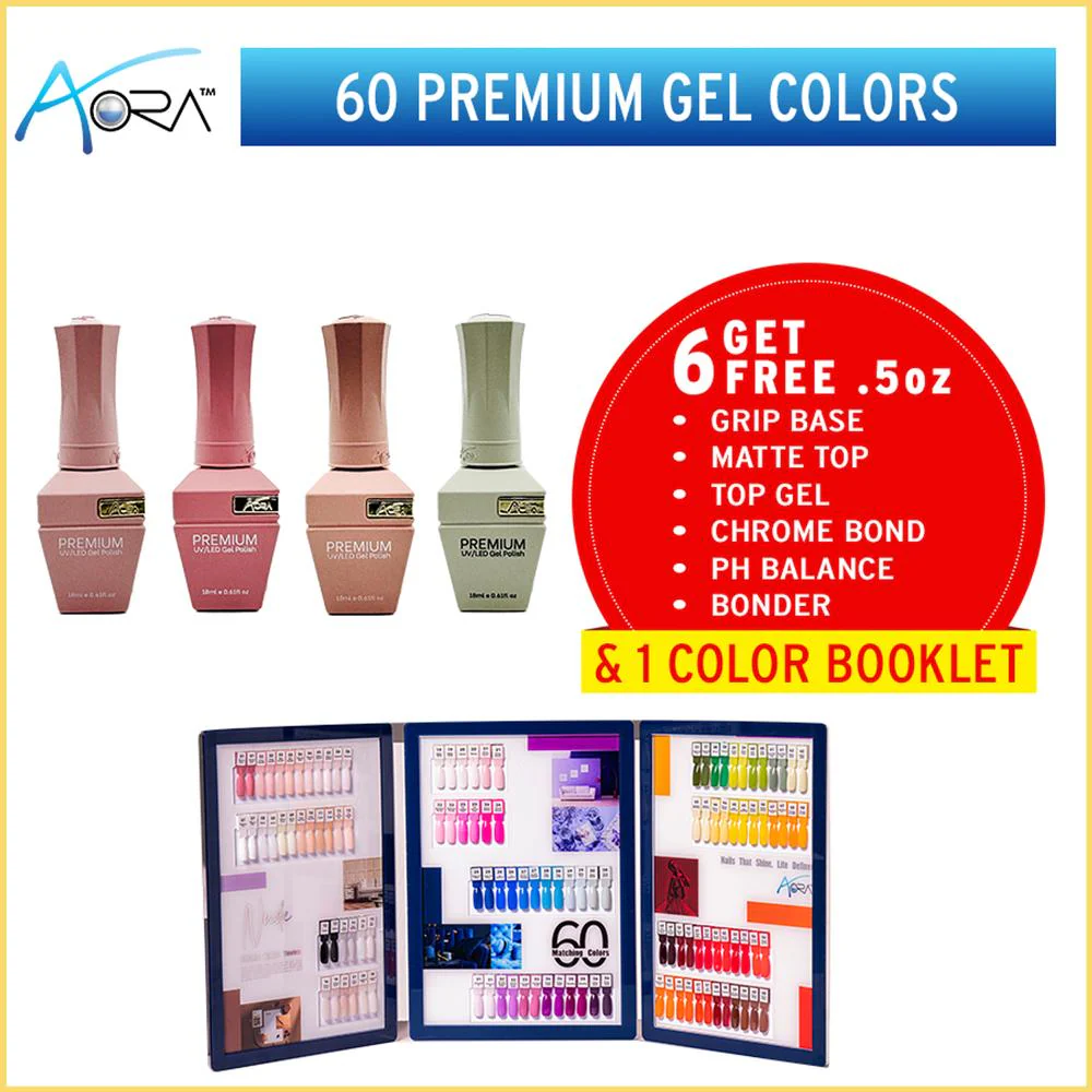 Aora Premium Gel Polish 0.6 oz. #01 - #60 = 60 Colors + Free Gifts