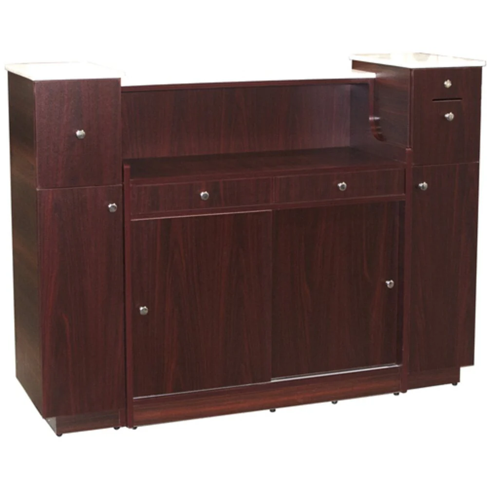 Asher Reception Desk / Dark Wood with Stainless Accents and Glass Display by HANS Equipment - Image 3