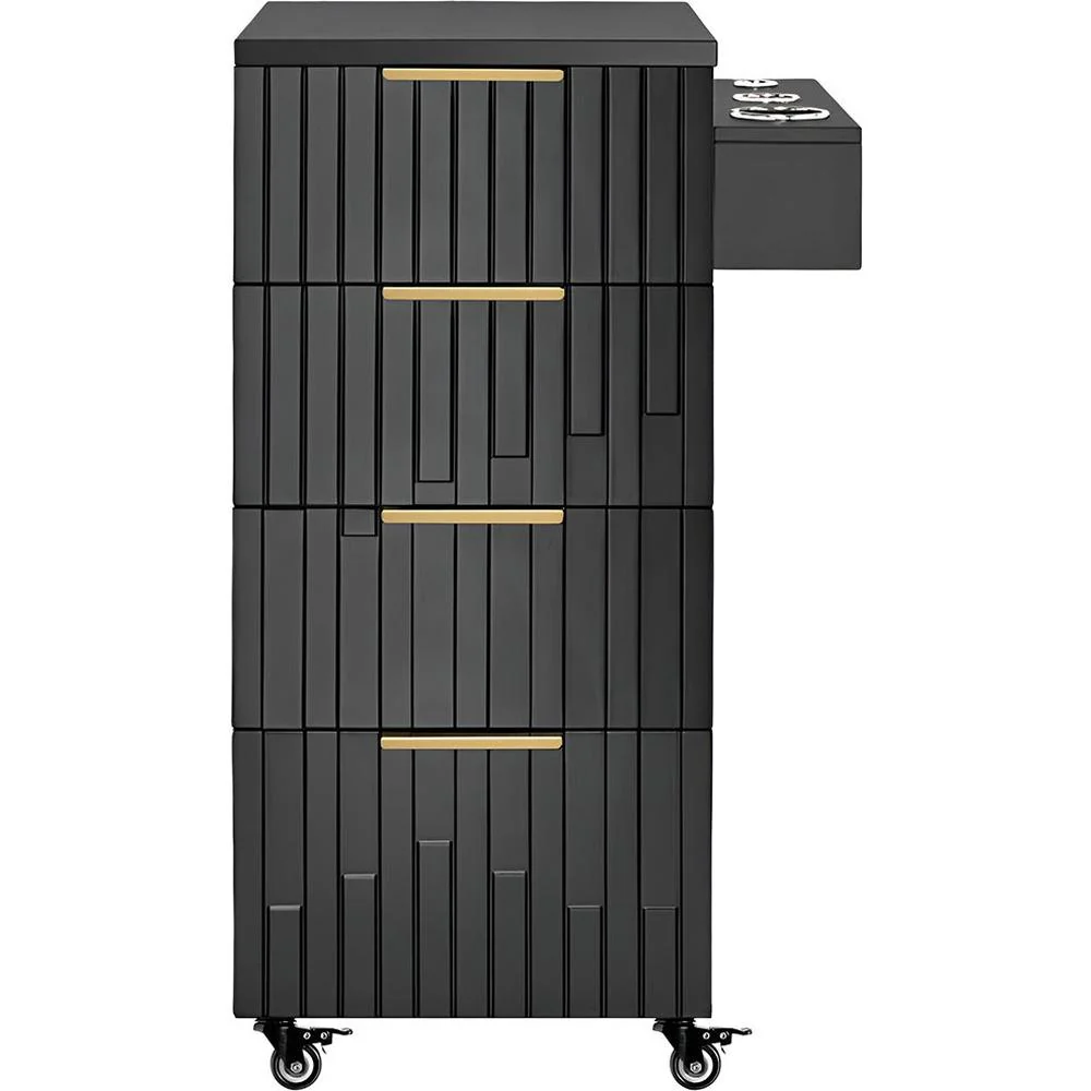 Belle Salon Trolley / 4 Storage Drawers Plus Tool Holder on Wheels for Salon Versatility / Black by Deco Salon Furniture - Image 3