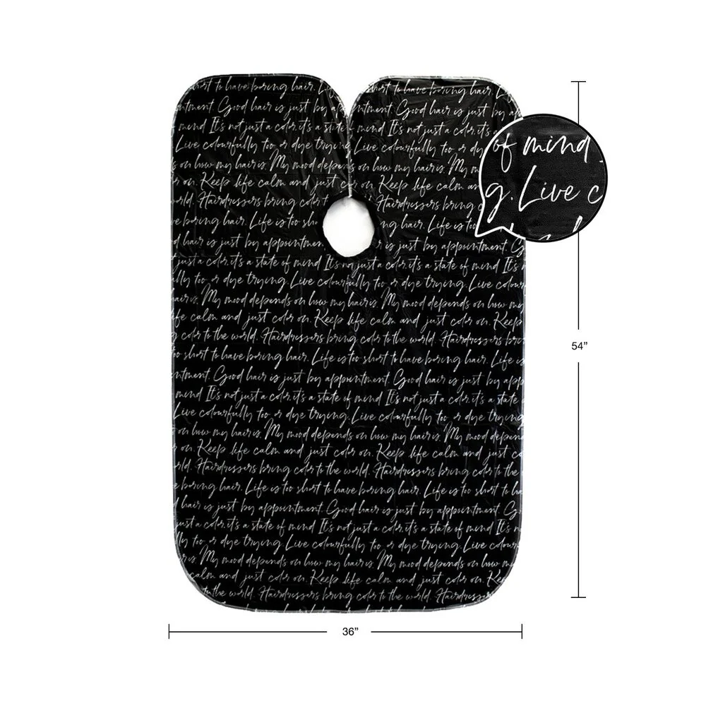 Betty Dain Secret Messages Shampoo Cape - BLACK / 36" W x 54" L - Image 5
