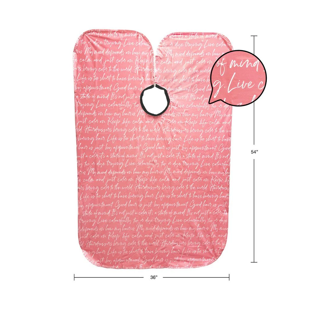 Betty Dain Secret Messages Shampoo Cape - ROSE / 36" W x 54" L - Image 4
