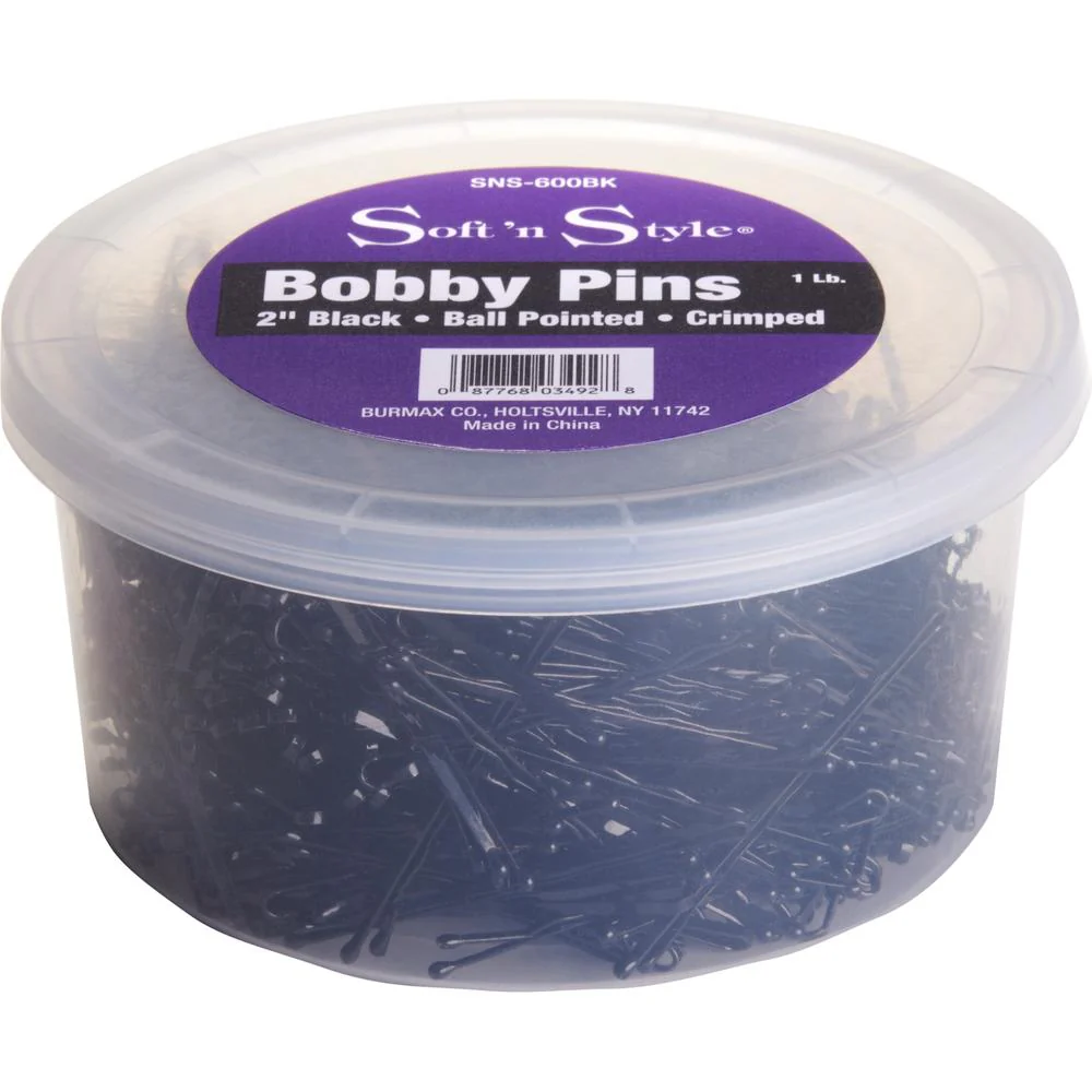 Bobby Pins - Black - 1 Lb. Tub - 2" by Soft 'N Style