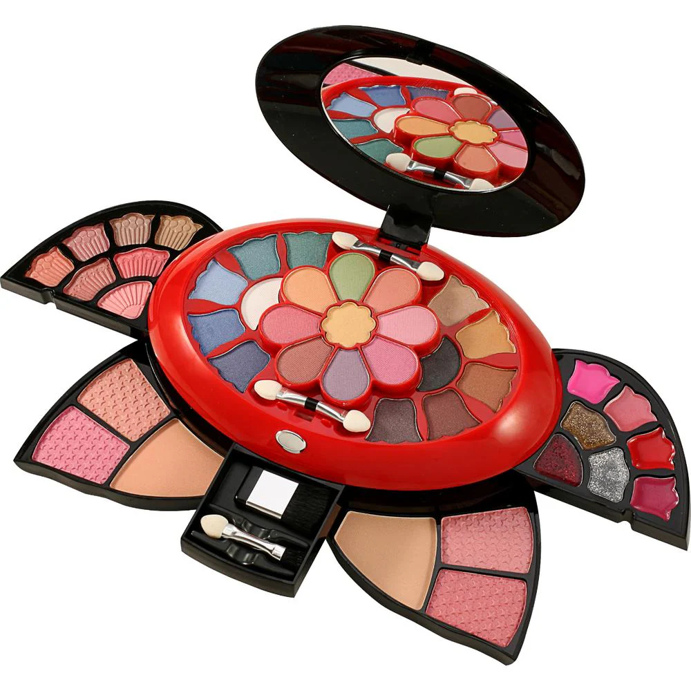 Cameo - One Touch Opener Oval Kit - Collection of Makeup Shades for The Eyes, Lips and Cheeks in a Stylish Case With a One-Touch, Foldout Display