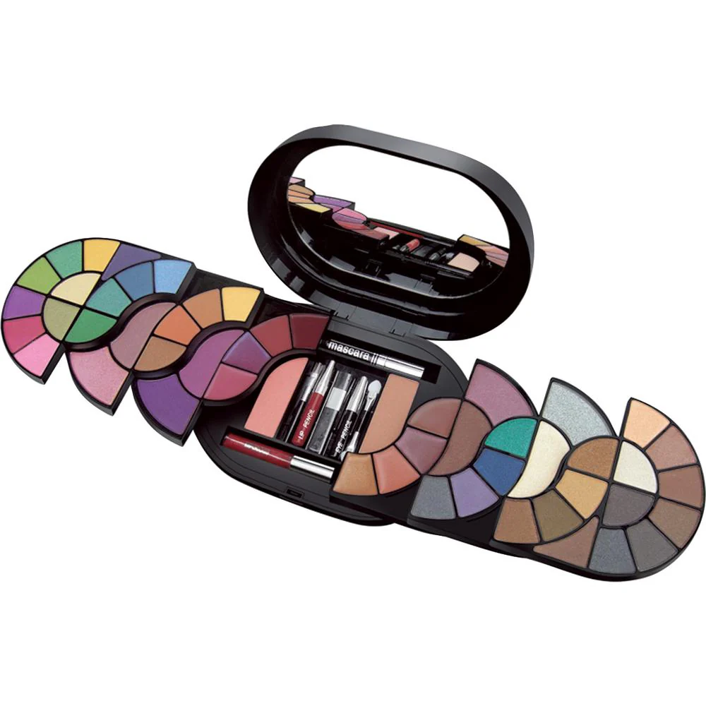 Cameo - Show Off Kit - Collection of Makeup for The Eyes, Lips and Cheeks in an Oval, Foldout, Multi-Layered Case