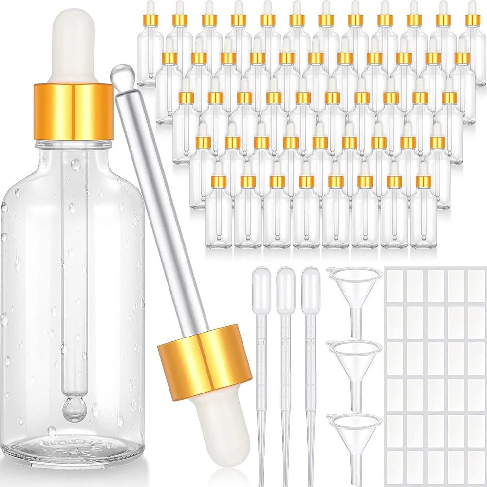 Clear 2 oz. Glass Dropper Bottles for Spa & Salon / Case of 50