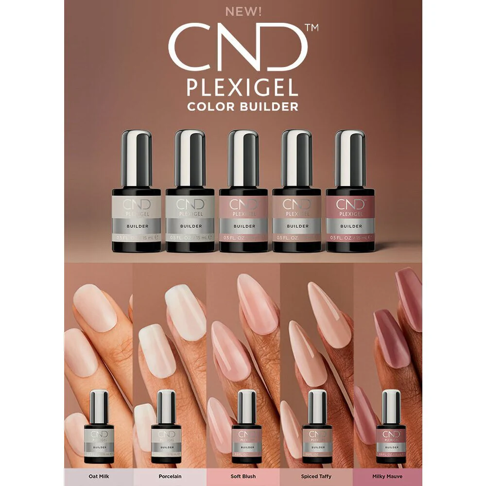 CND Plexigel - Color Builder - Porcelain / 0.5 oz. - 15 mL. - Part of the PlexiGel Brush-in-a-Bottle Gel Nail Enhancement System - Image 4