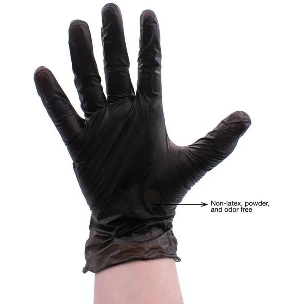 Colortrak Disposable Powder Free Black Vinyl Gloves - X-LARGE / 100 Count - Image 2
