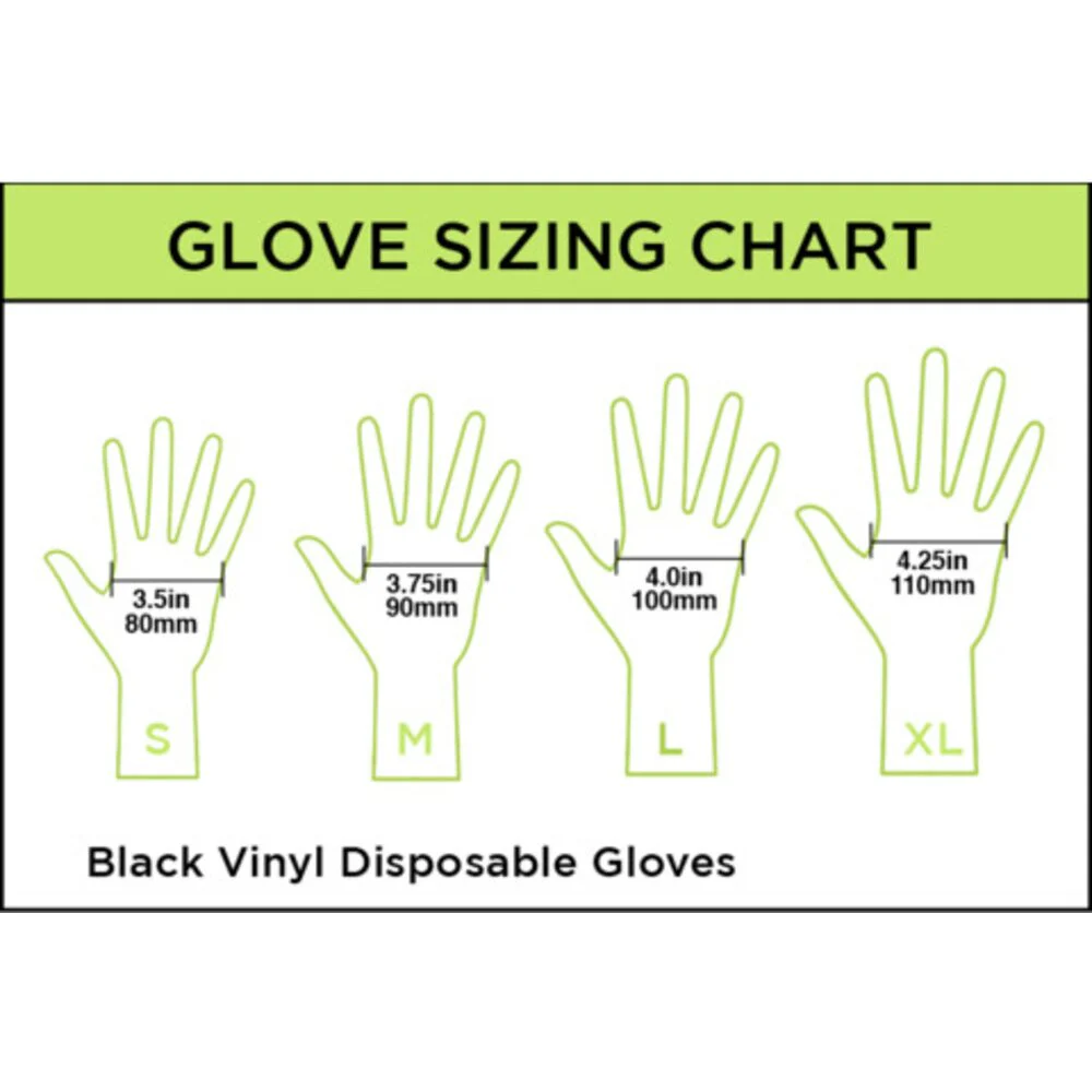 Colortrak Disposable Powder Free Black Vinyl Gloves - X-LARGE / 100 Count - Image 3