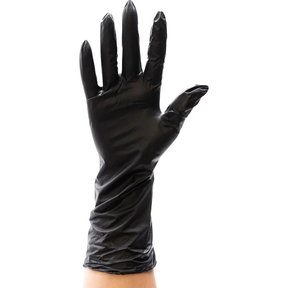 Colortrak Extended Cuff Vinyl Gloves - Black - Large / Case of 1,000 = (10) Boxes of 100 Count - Image 4