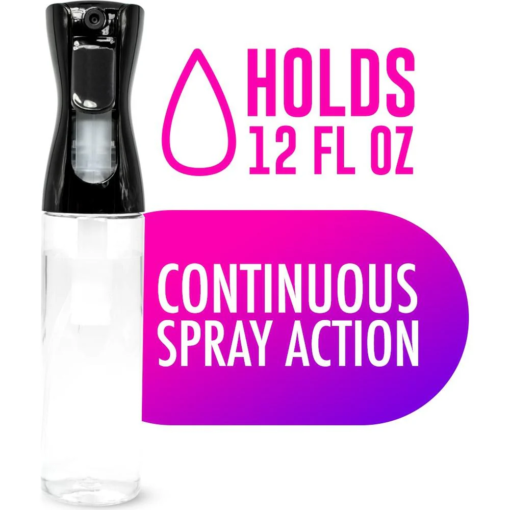 Continuous Mist Spray Bottle - Black/Clear / 12 oz. - Image 2