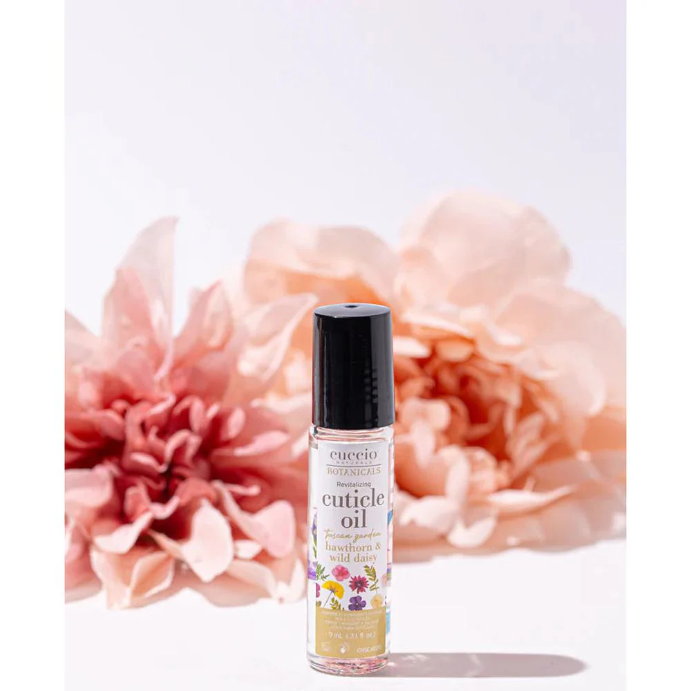 Cuccio Cuticle Italian Garden Collection Roll-On Cuticle Oil - Tuscan Garden - Hawthorn & Wild Daisy / 9 mL. - Image 2