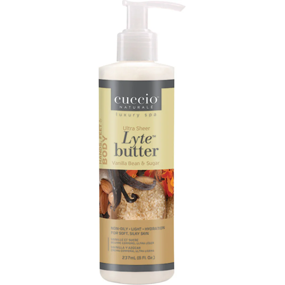 Cuccio Ultra Sheer Non Oily Lyte Butter - VANILLA BEAN & SUGAR / 8 oz. - 237 mL.