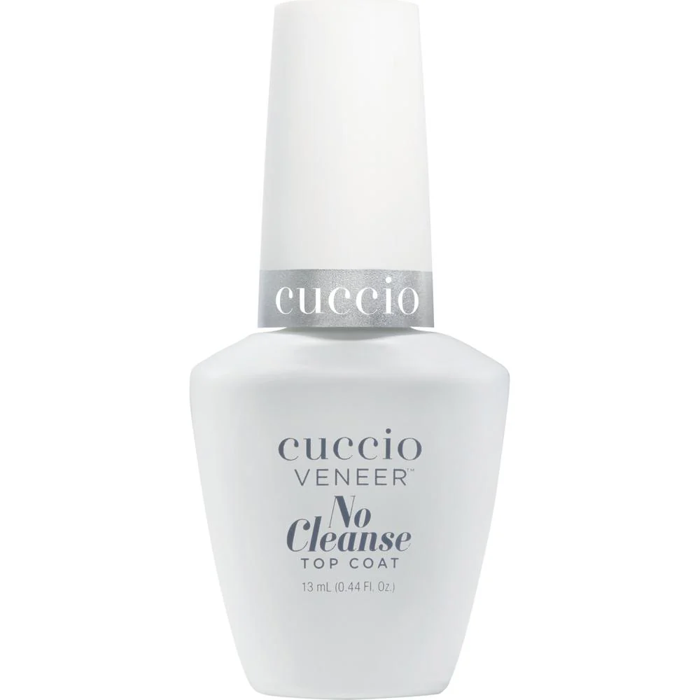 Cuccio Veneer No Cleanse Top Coat - LED/UV Soak Off Gel - Strong Top Coat Achieves a High Shine, Durable Finish Without The Sticky Layer