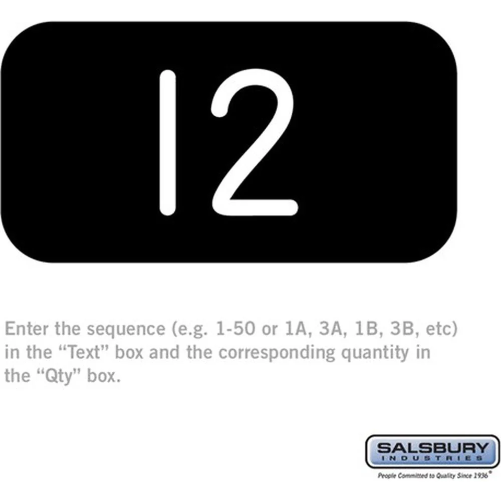 Custom Engraved Number Plate - for Open Access Designer Locker and Designer Gear Locker Door by Salsbury