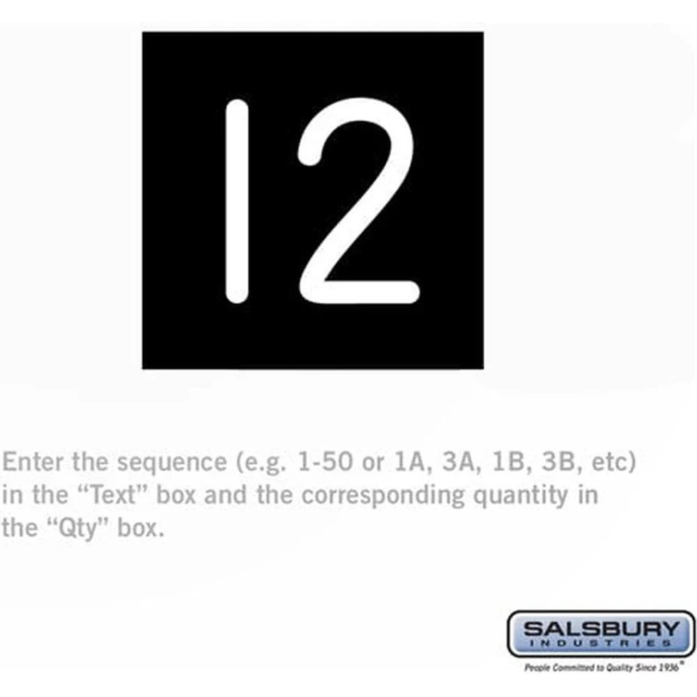 Custom Engraved Number Plate - for Premier Open Access & Gear Locker Door by Salsbury