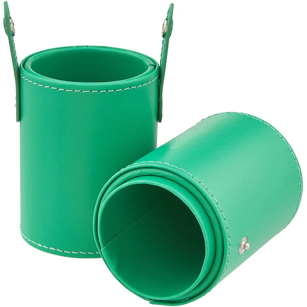 Deluxe Leather Cosmetic / Nail Brush Holder - Green - Each - Image 2
