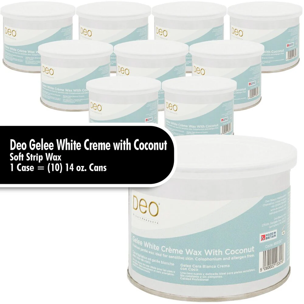 Deo Professional Gelee White Creme with Coconut - Soft Strip Wax / 1 Case = (10) 14 oz. Cans