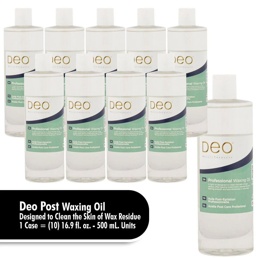 Deo Professional Post Waxing Oil - Removes Wax Residue From Skin / 1 Case = (10) 16.9 fl. oz. - 500 mL. Units