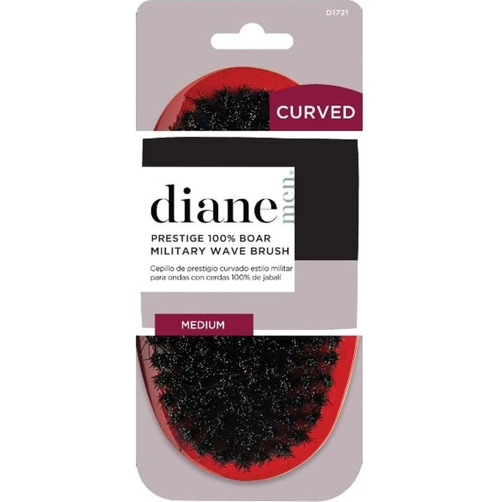 Diane Curved Prestige 100% Boar Military Wave Medium Brush - Red