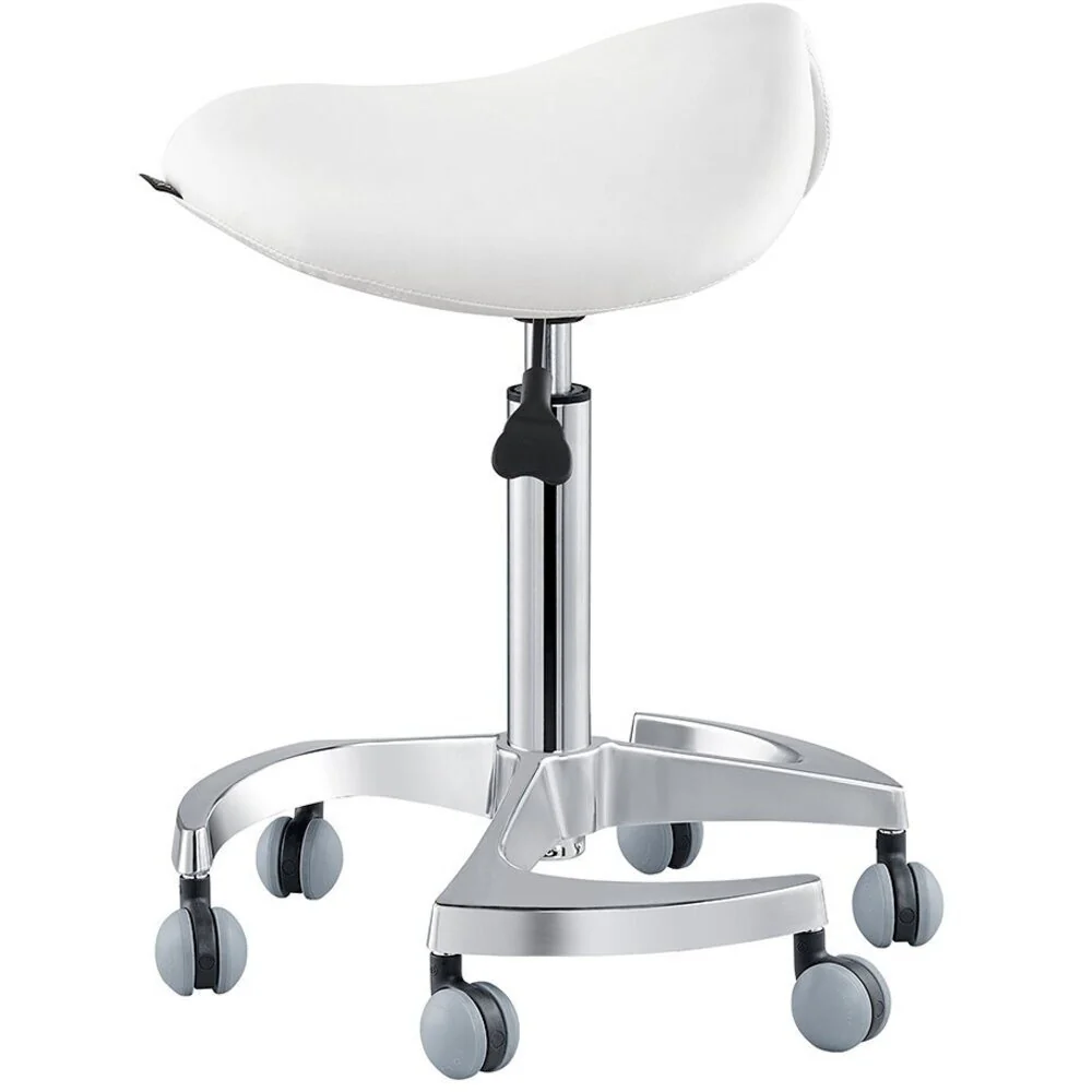 Harmony Medical Saddle Stool - WHITE / 22" - 29.125" Adjustable Seat Height + 6 Wheel Base by DIR Salon Furniture - Image 2